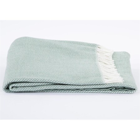 Palacedesigns Seaglass Green & White Dreamy Soft Herringbone Throw Blanket PA3096080